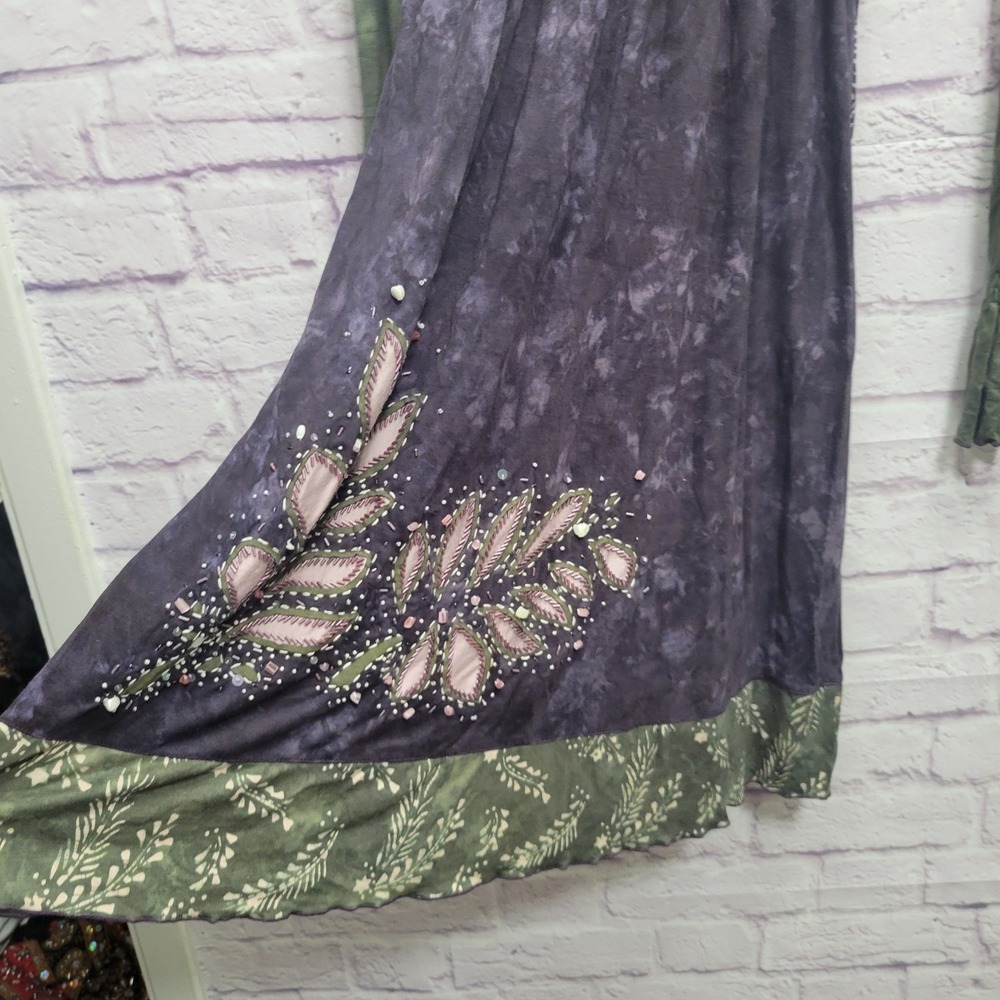 NEW Krista Lee Beaded Shift Dress Sz XL Long Sleeve Stretchy Boho Fairy Festival - Picture 3 of 9